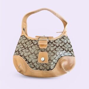 Coach Inspired Signature C Hobo Brown Canvas Shoulder Bag 👀 🔥